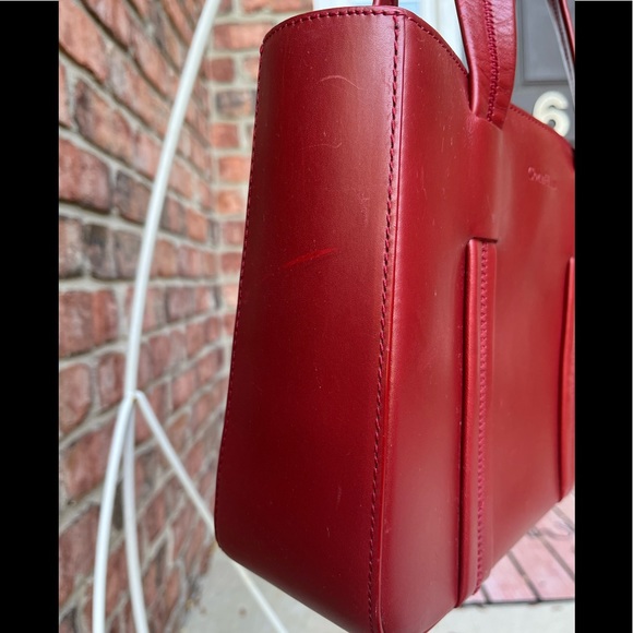 Cole Haan Red Leather Shoulder Bag Purse Dual Handles - Picture 6 of 13